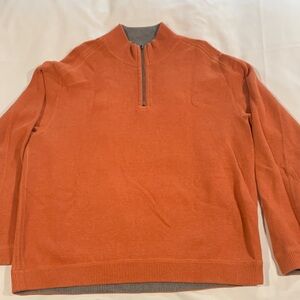 Tommy Bahama Men's Zip-Up Sweater in Orange and Gray